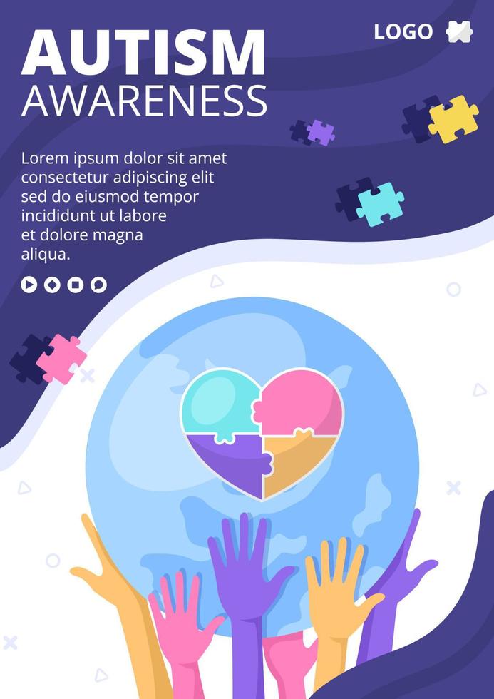 World Autism Awareness Day Flyer Template Flat Illustration Editable of Square Background Suitable for Social media or Greetings Card vector