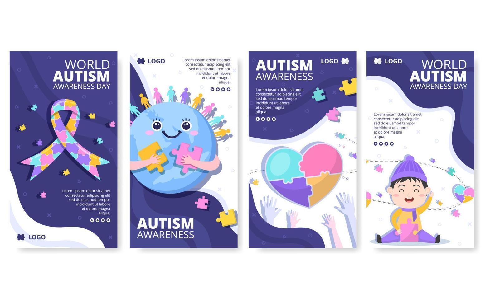 World Autism Awareness Day Stories Template Flat Illustration Editable of Square Background Suitable for Social media or Greetings Card vector