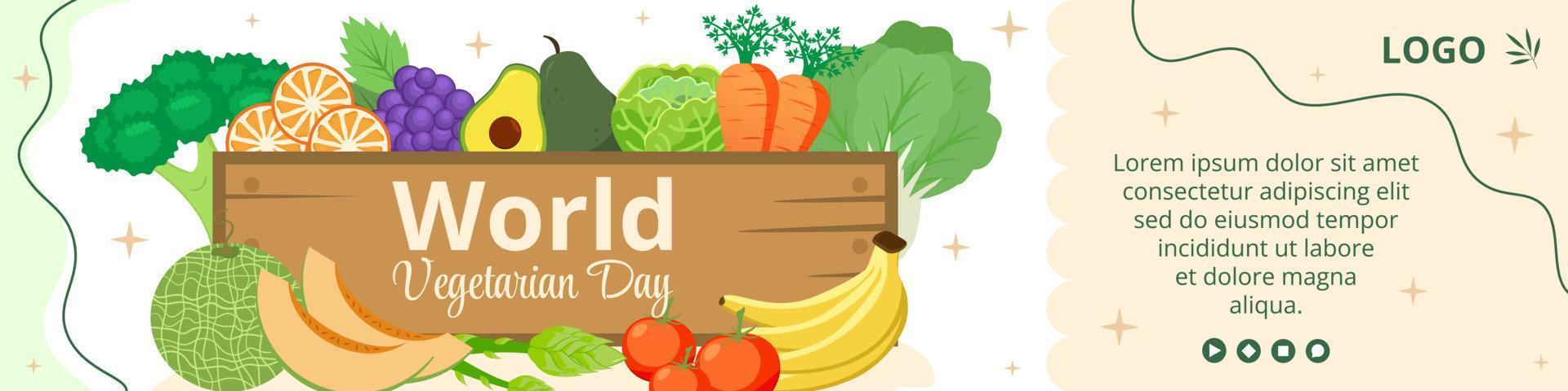 ilustración de diseño plano de plantilla de banner del día mundial vegetariano editable de fondo cuadrado adecuado para redes sociales o tarjeta de saludos vector