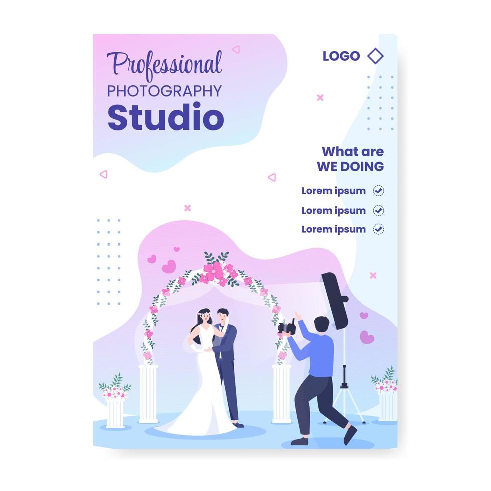 Photographer with Camera and Digital Film Equipment Poster Template Flat Illustration Editable of Square Background for Social Media or Web vector