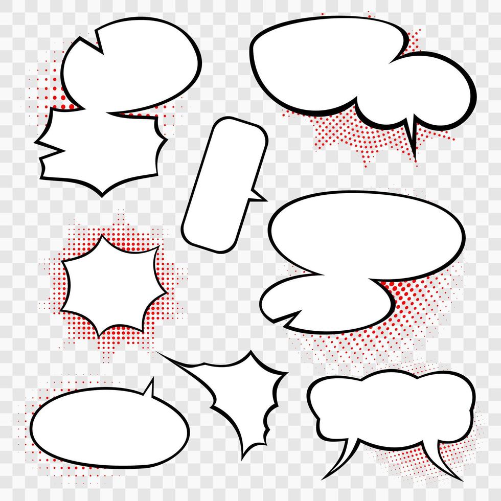 Retro empty comic bubbles and elements set. vector