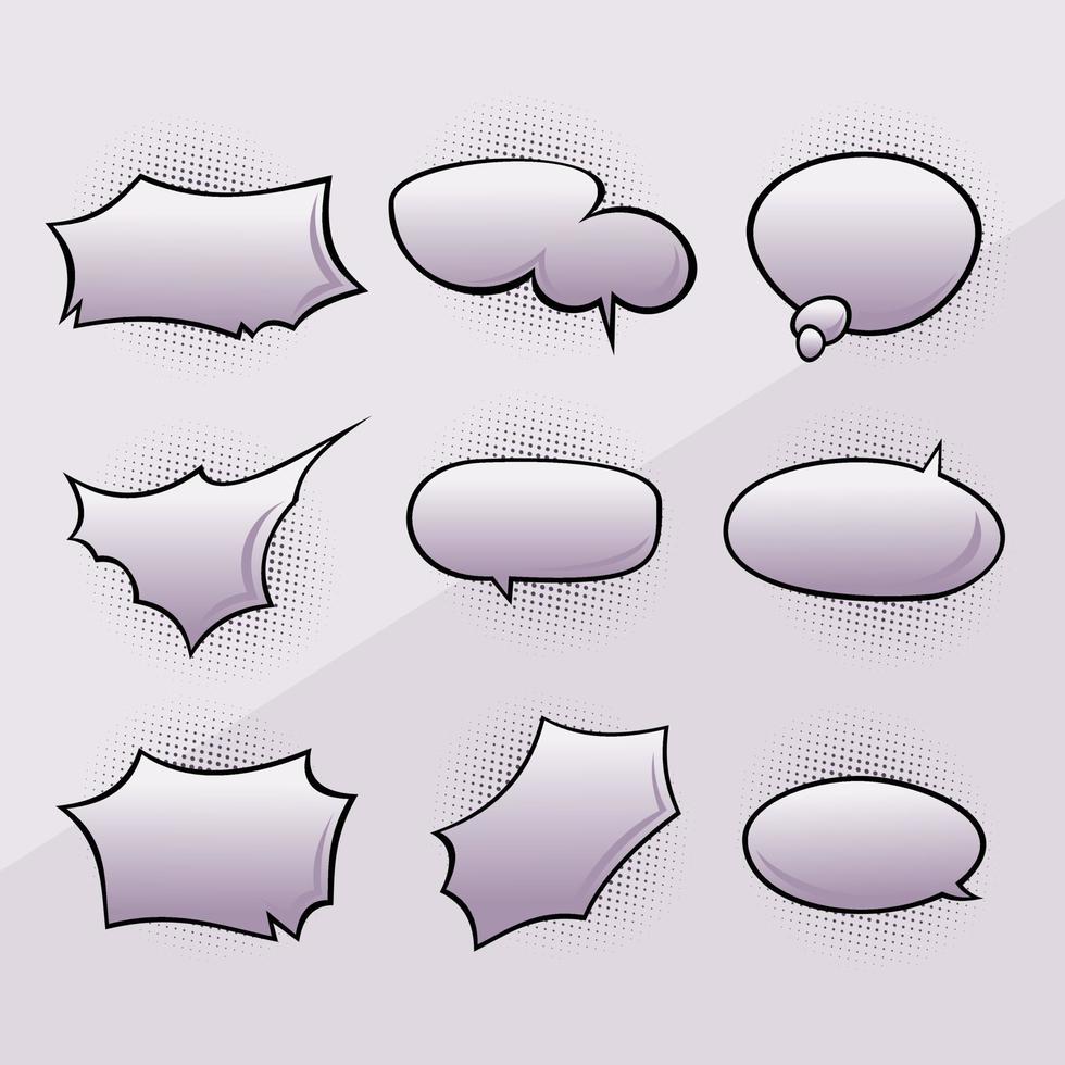 Retro empty comic bubbles and elements set. vector