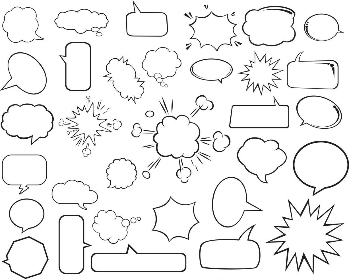 Retro empty comic bubbles and elements set. vector