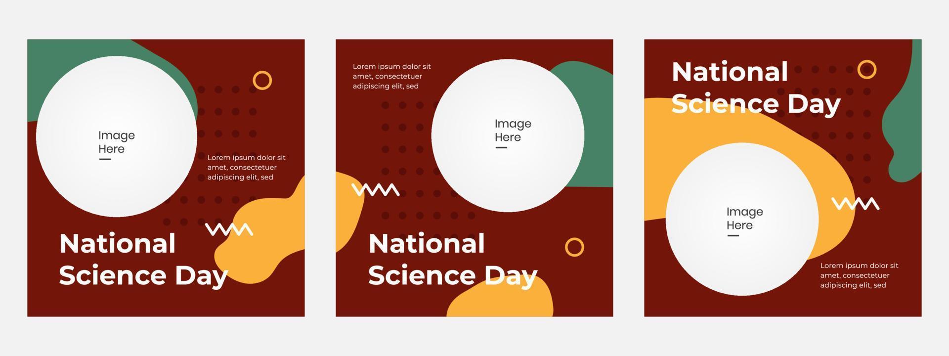 Set feed banner digital national science day, suitable for post social media. Campaign. Vector layout