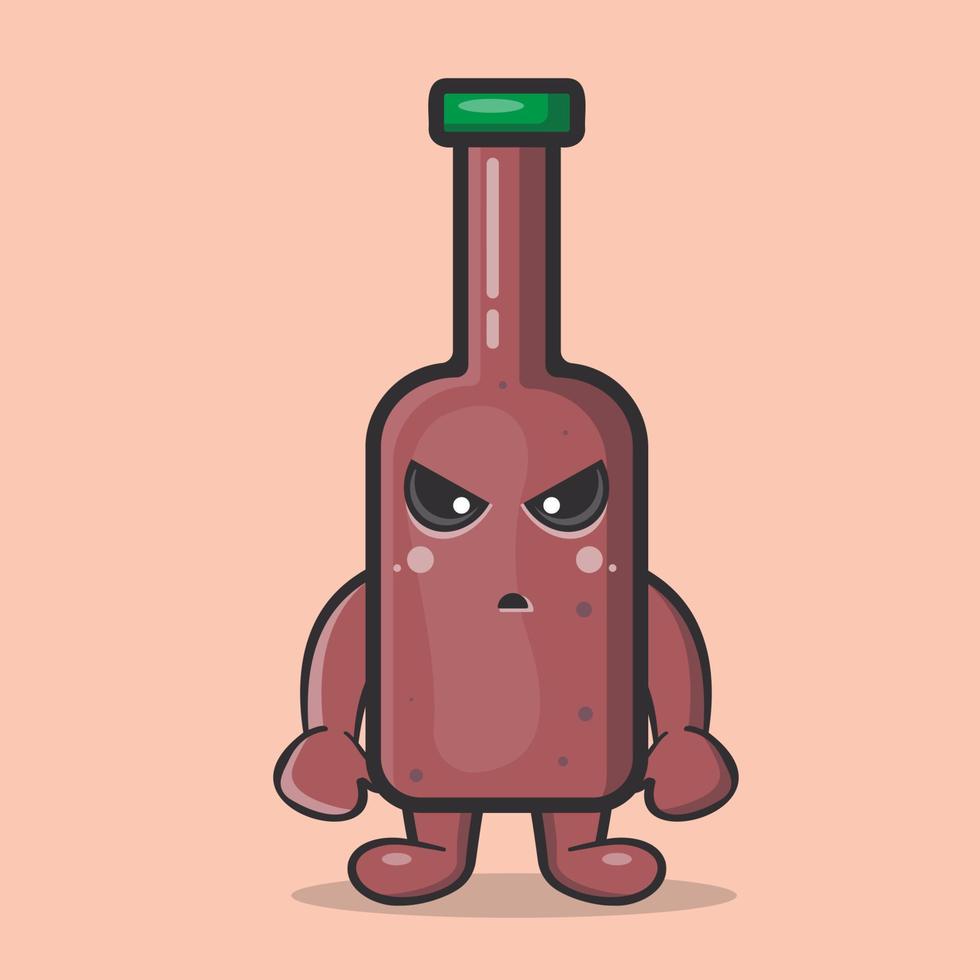 beer bottle character mascot isolated cartoon in flat style vector