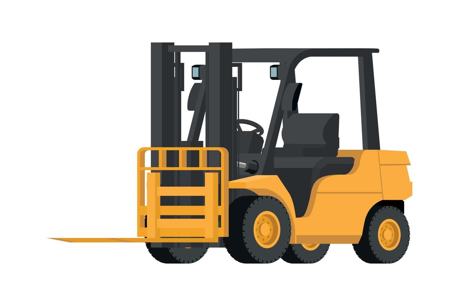 Yellow lift truck 3d heavy machinery on white background vector