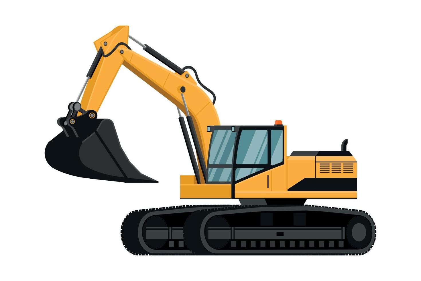 3d heavy machinery with yellow crawler excavator on white background. vector