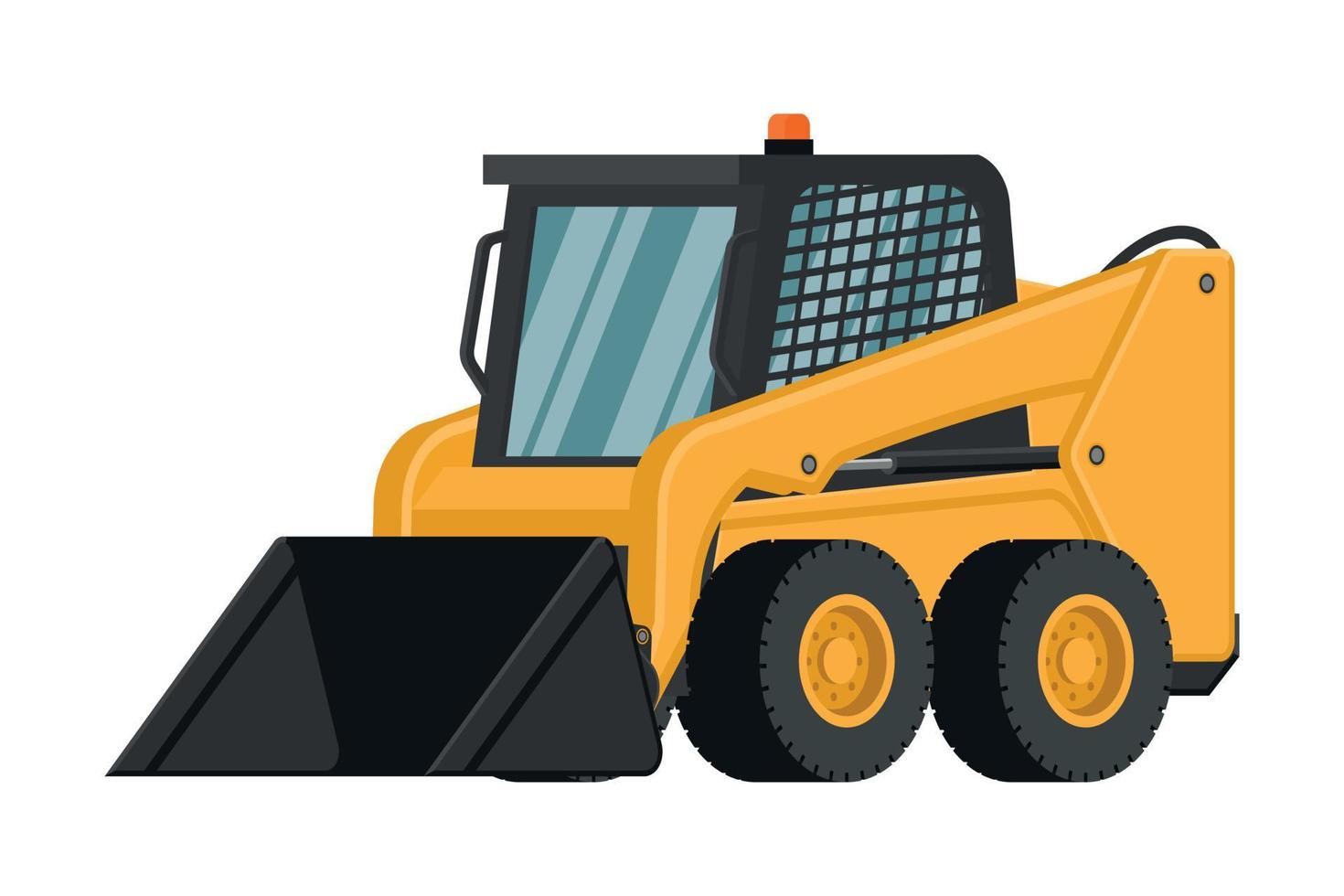 Yellow skid steer 3d heavy machinery on white background vector