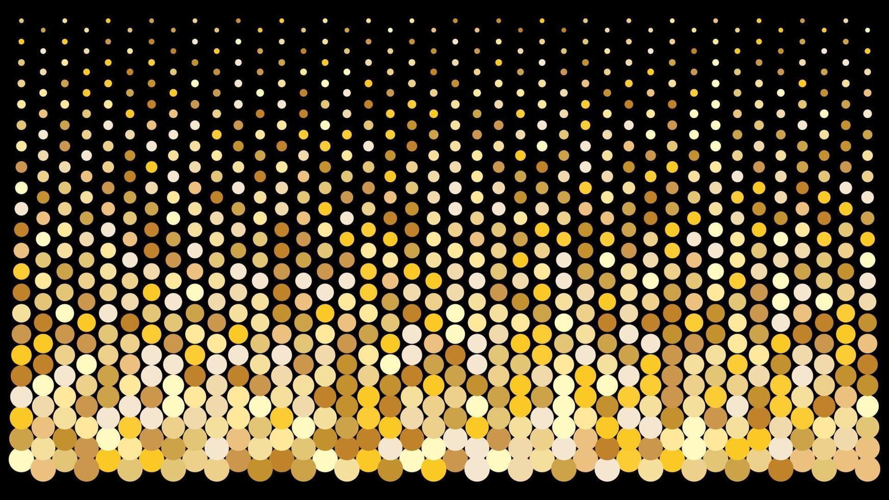 Gold glitter halftone on black background. Random gold color gradient vector