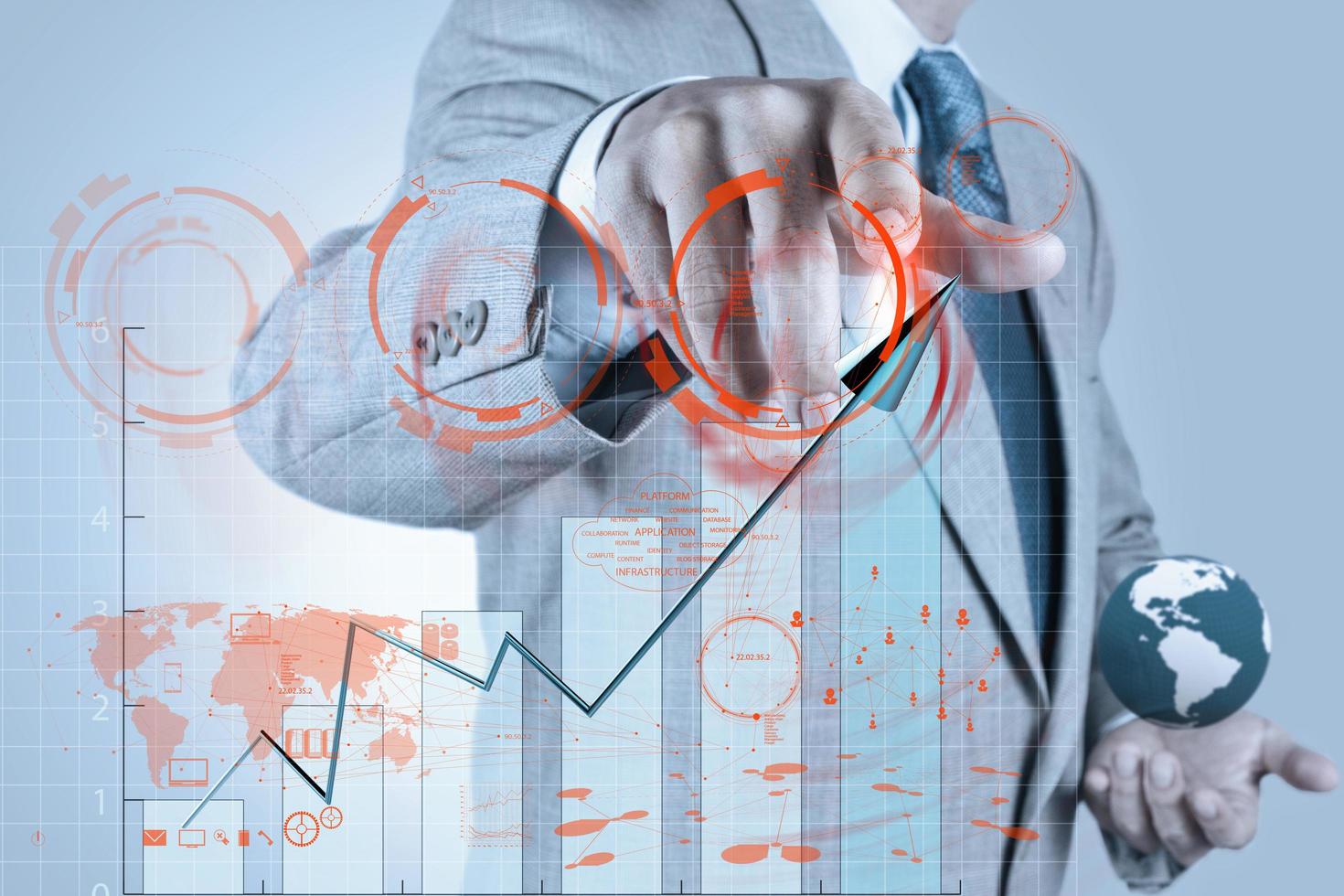 businessman hand drawing a pie chart photo