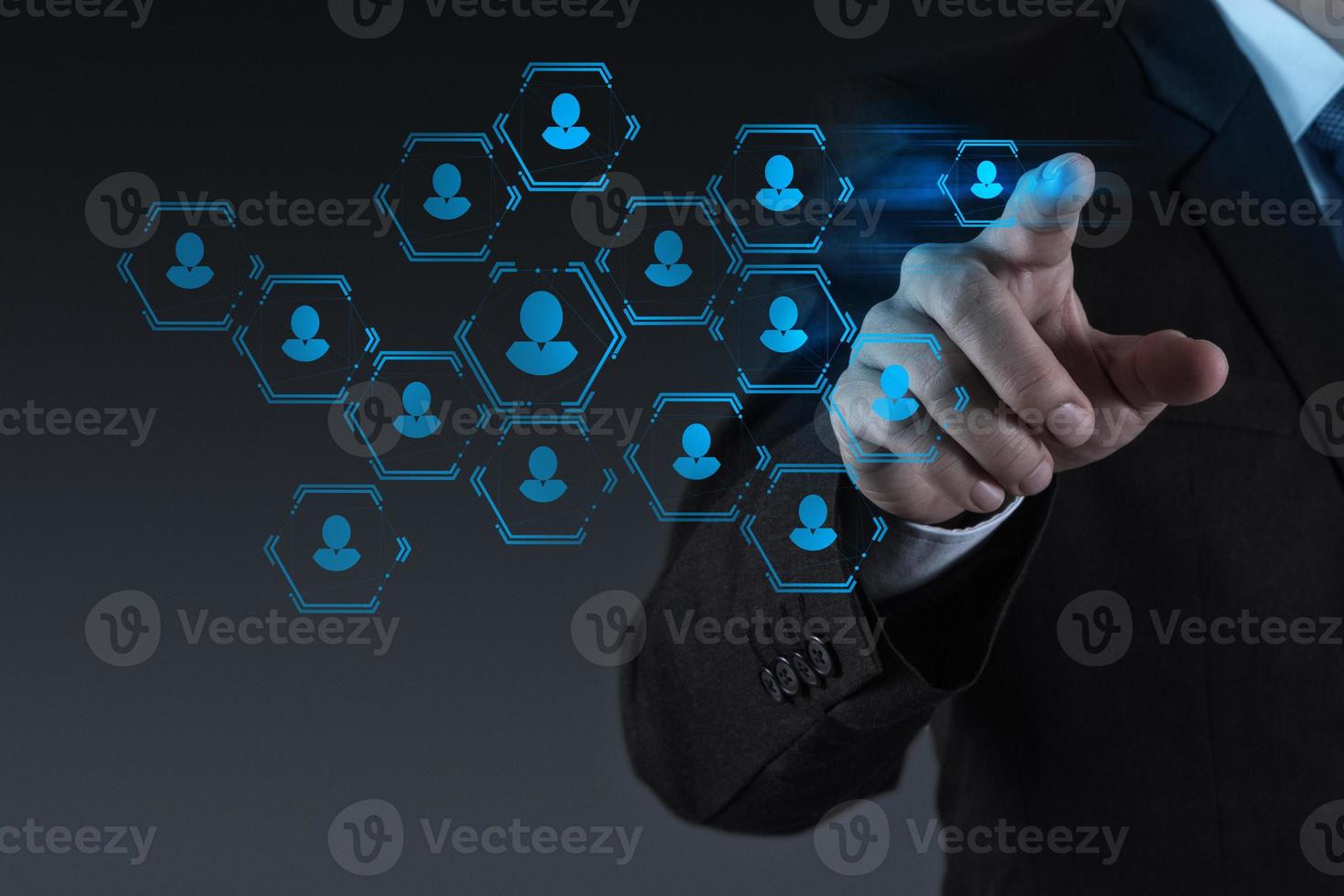 businessman working with new modern computer show social network photo