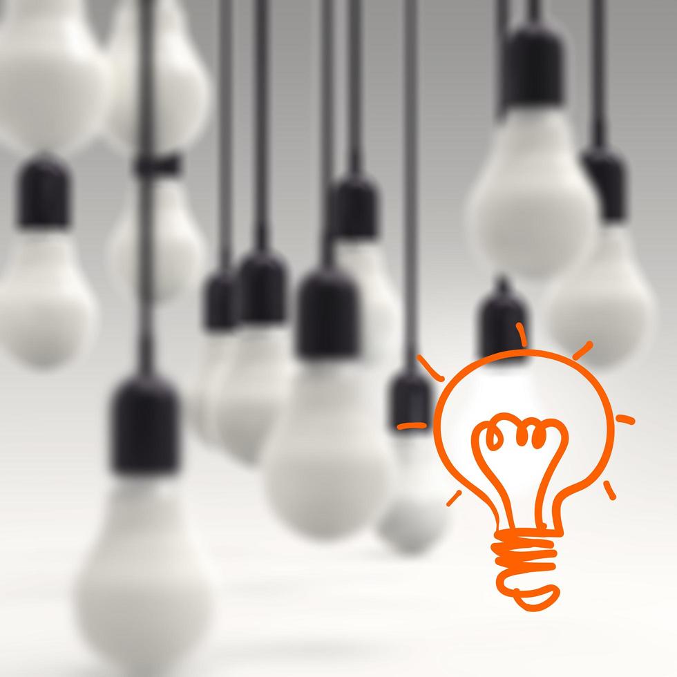 creative idea and leadership concept light bulb on grey photo