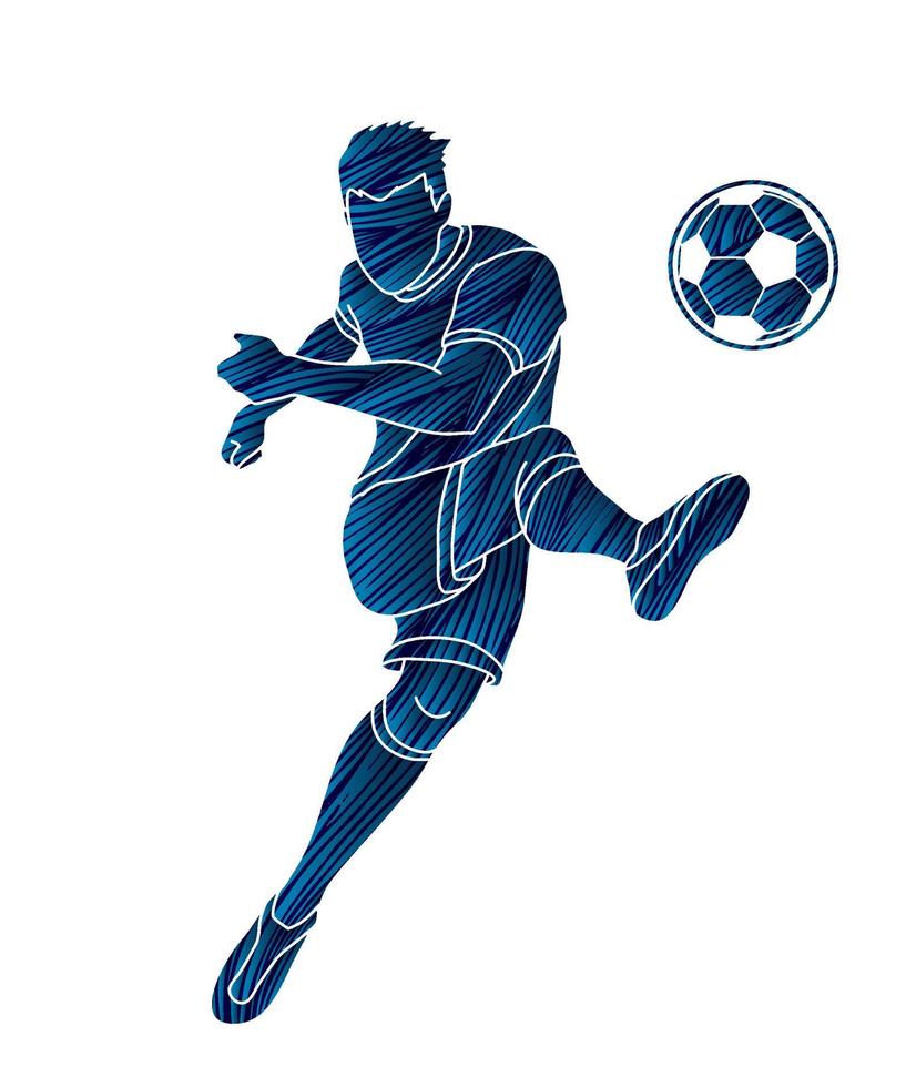 jugador de fútbol deporte acción vector