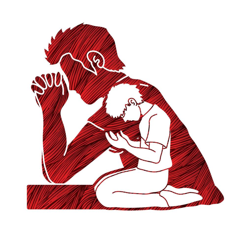 Group of Prayer  Christian Pray Together vector