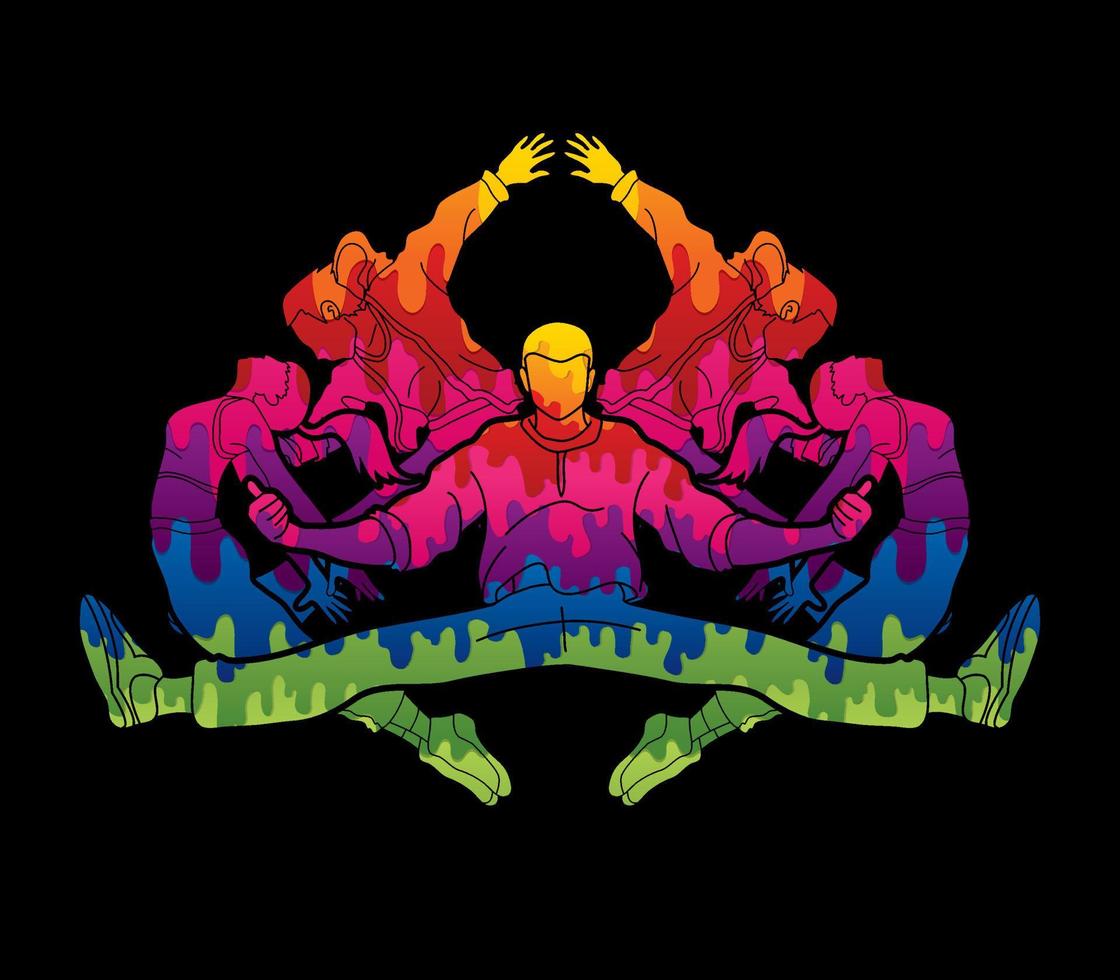 Abstract Group of People Dancing Together vector
