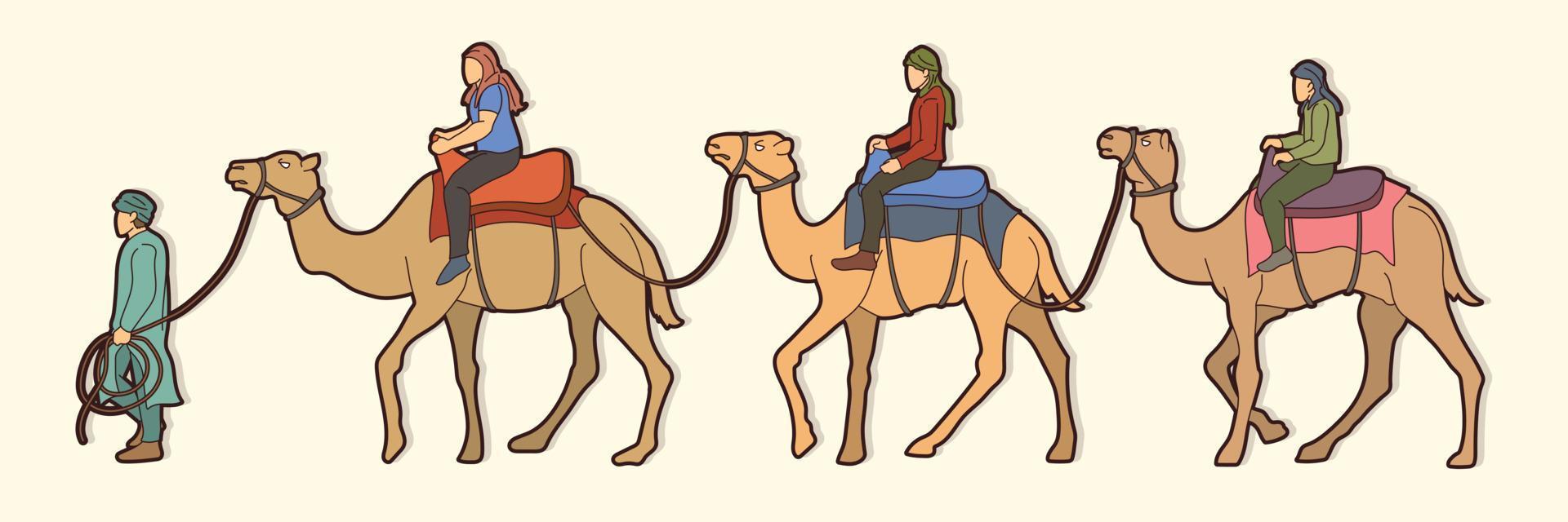camellero con viajes de camellos vector