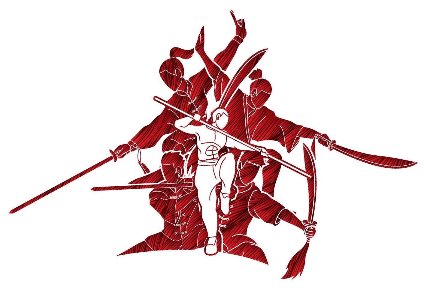Group of Kung Fu Fighter vector