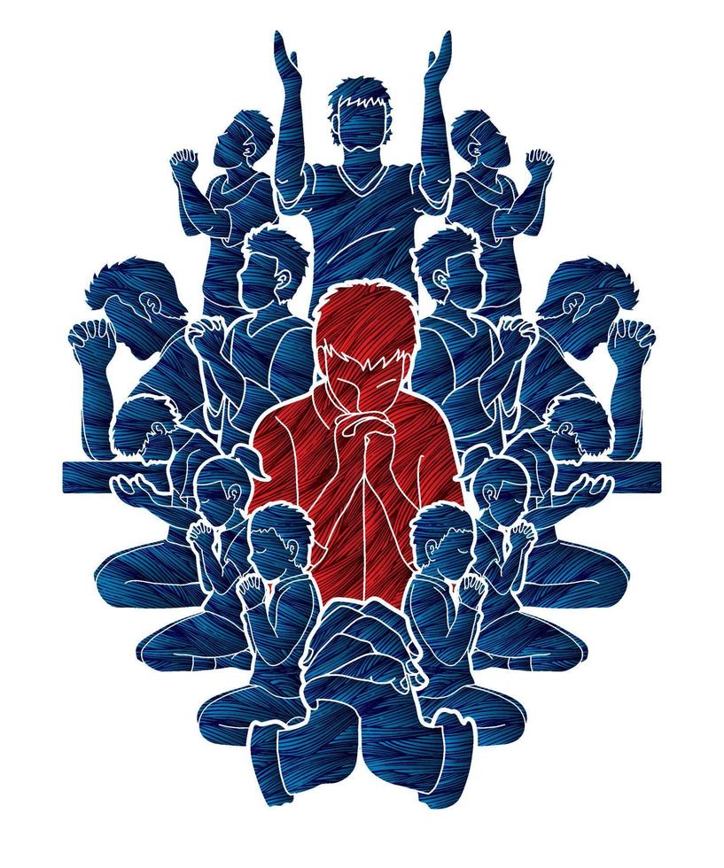 Group of Prayer Pray Together vector