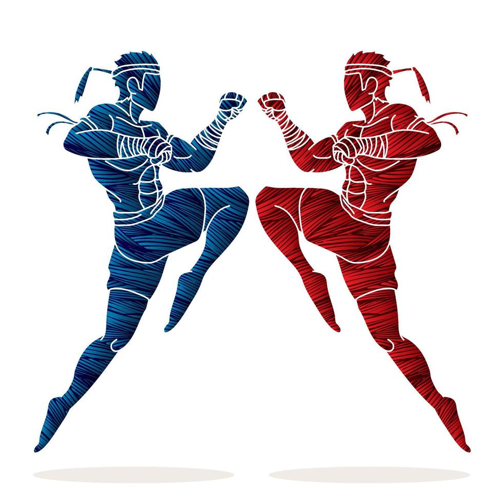 Muay Thai action Thai Boxing Action vector