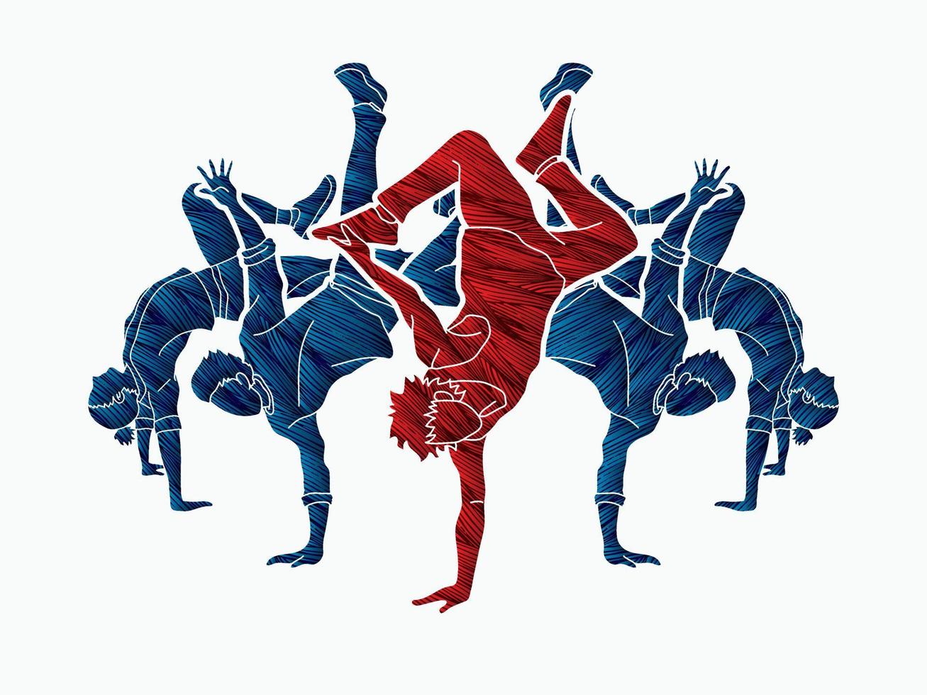 Group of People Dancing Street Dance Action vector