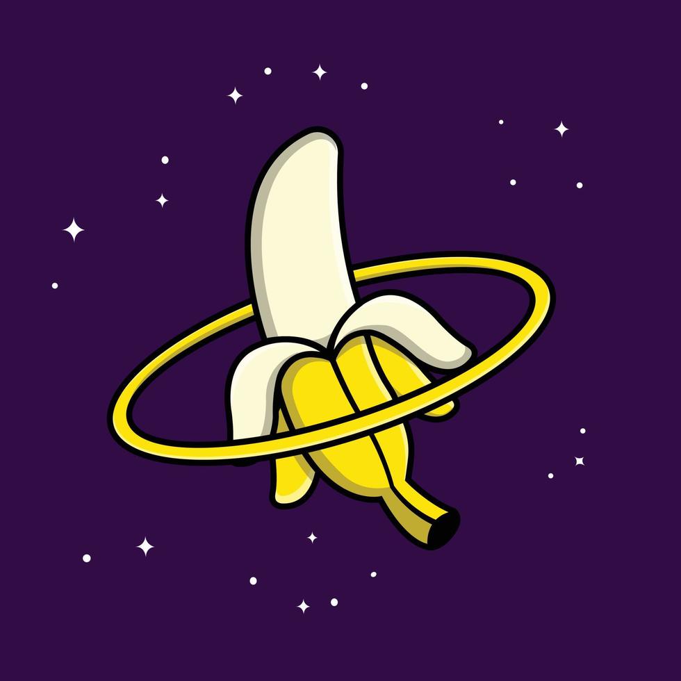Banana Planet Cartoon Vector Icon Illustration. Science Food Icon Concept Isolated Premium Vector. Flat Cartoon Style