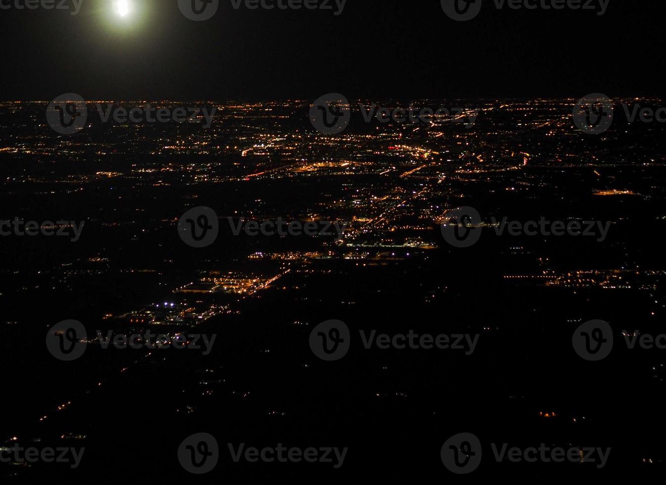 aerial view of town at night photo