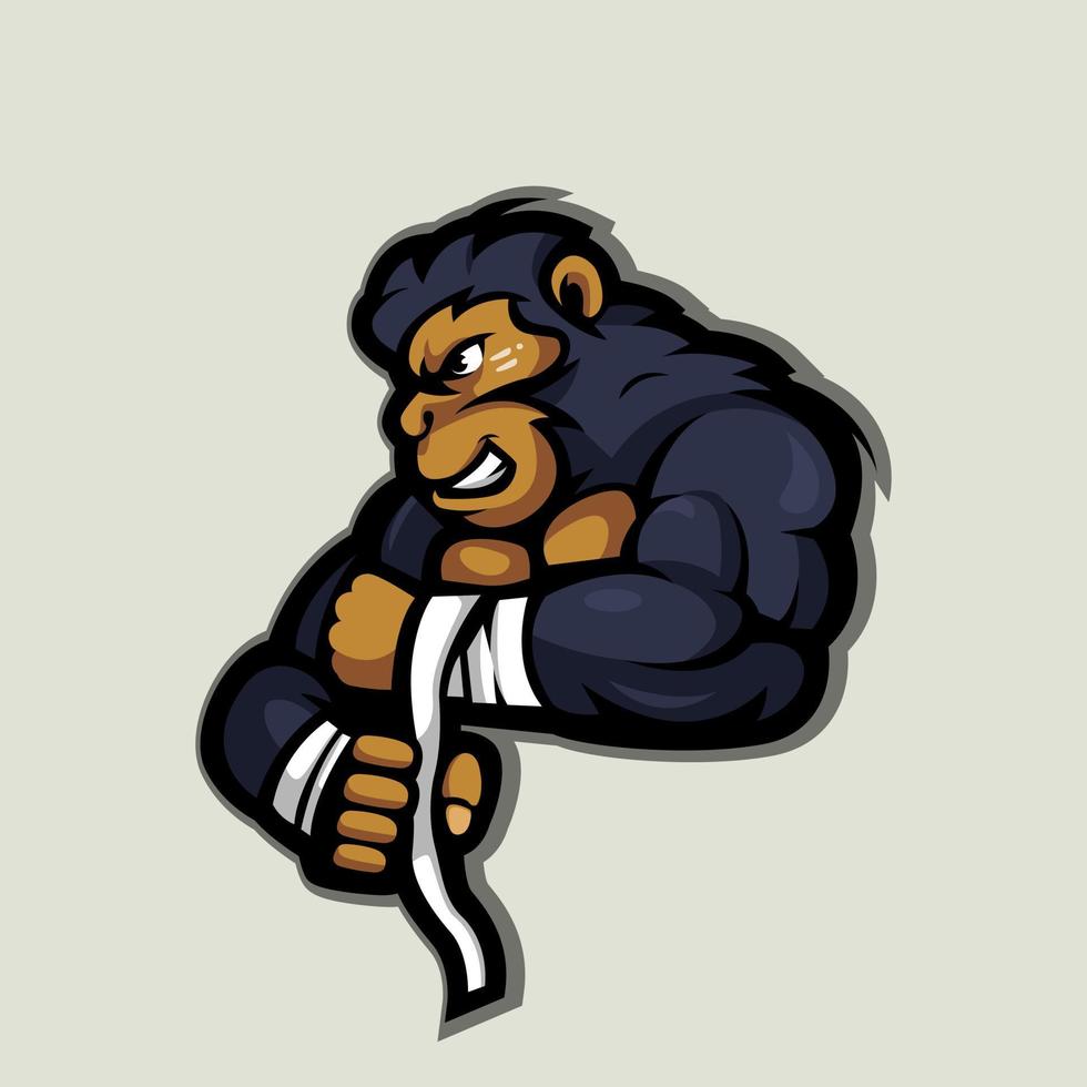 vector de diseño del logo de la mascota del luchador gorila con ilustración moderna para equipos deportivos, juegos, deportes electrónicos