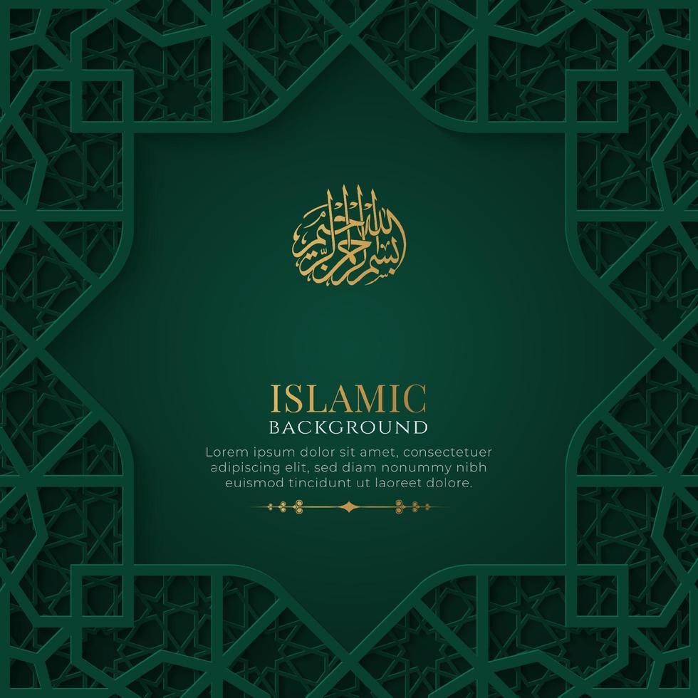 Arabic Islamic Elegant Green and Golden Luxury Ornamental Background with Islamic Pattern vector