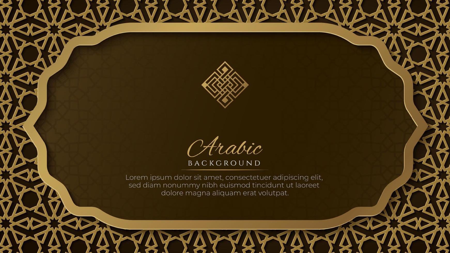 Arabic Islamic Elegant Brown and Golden Luxury Ornamental Background with Islamic Pattern and Decorative Ornament Border Frame vector