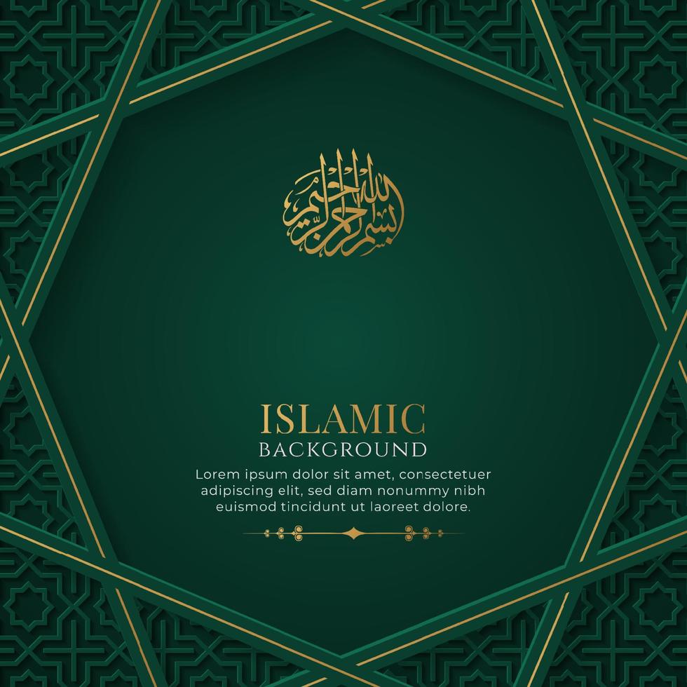 Arabic Islamic Elegant Green and Golden Luxury Ornamental Background with Islamic Pattern vector