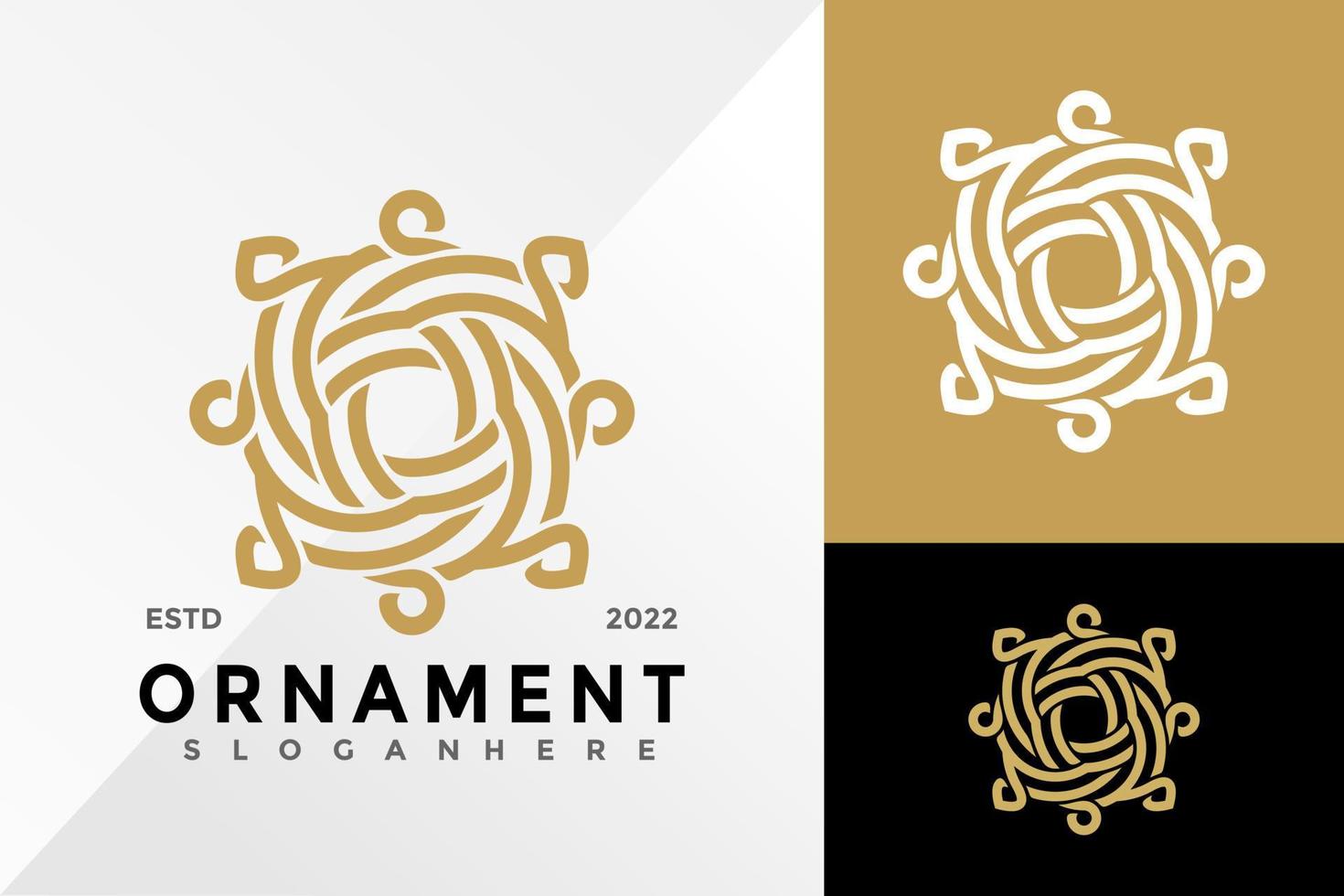 Mandala Ornament Line Logo Design Vector illustration template