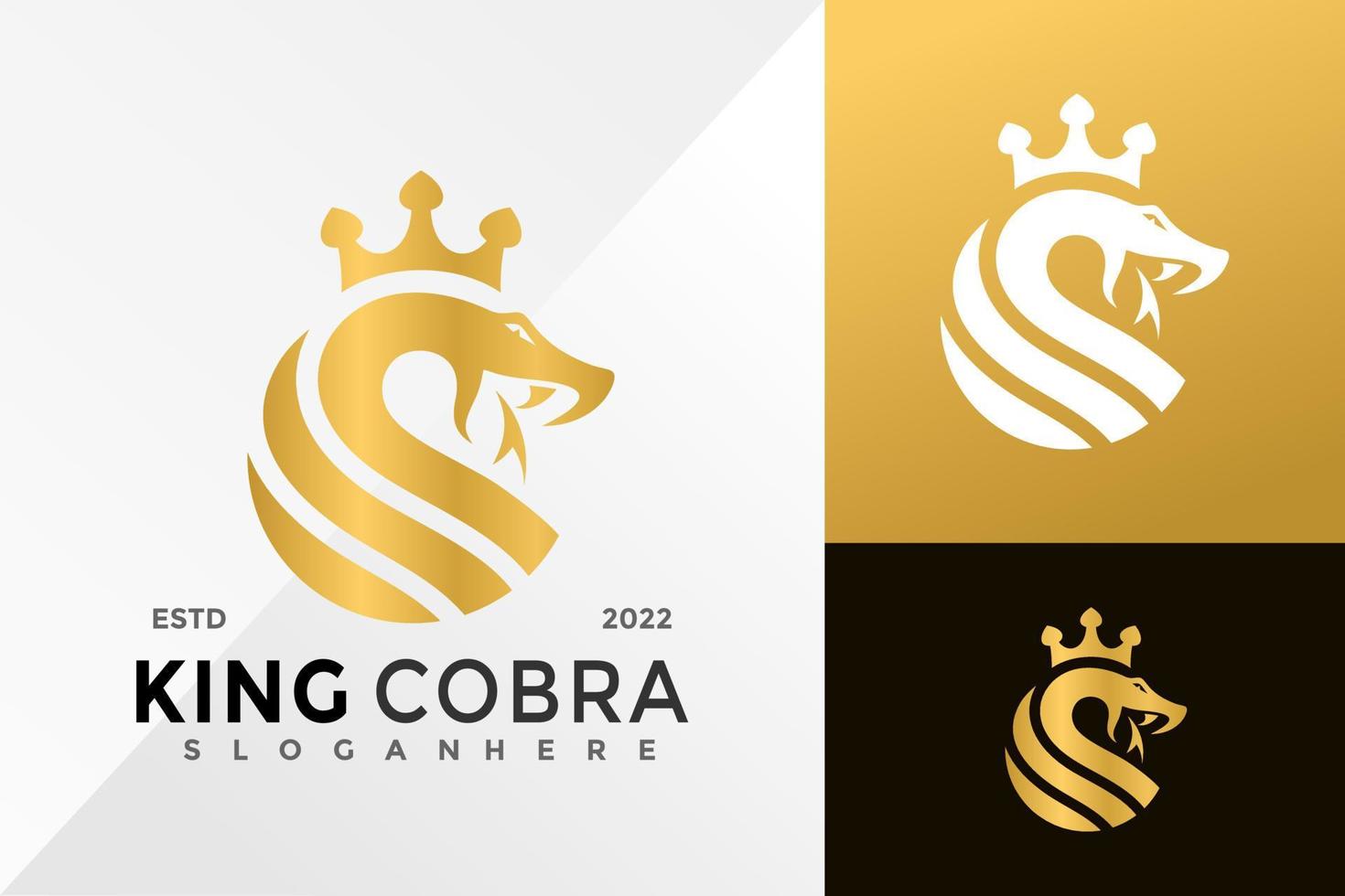 plantilla de ilustración vectorial de diseño de logotipo de cobra real de oro vector