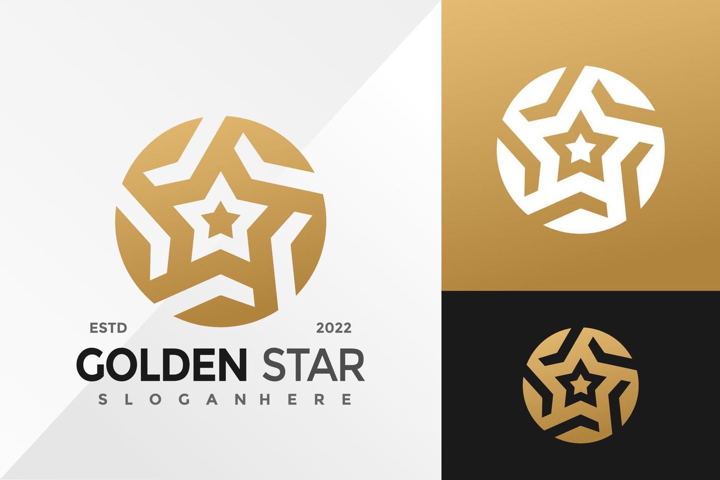 Golden Star Geometric Logo Design Vector illustration template