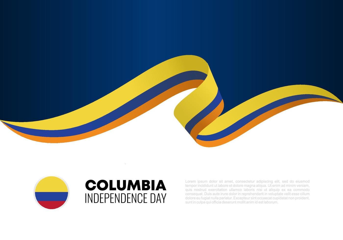 Columbia independence day for national celebration on July 20 th. vector