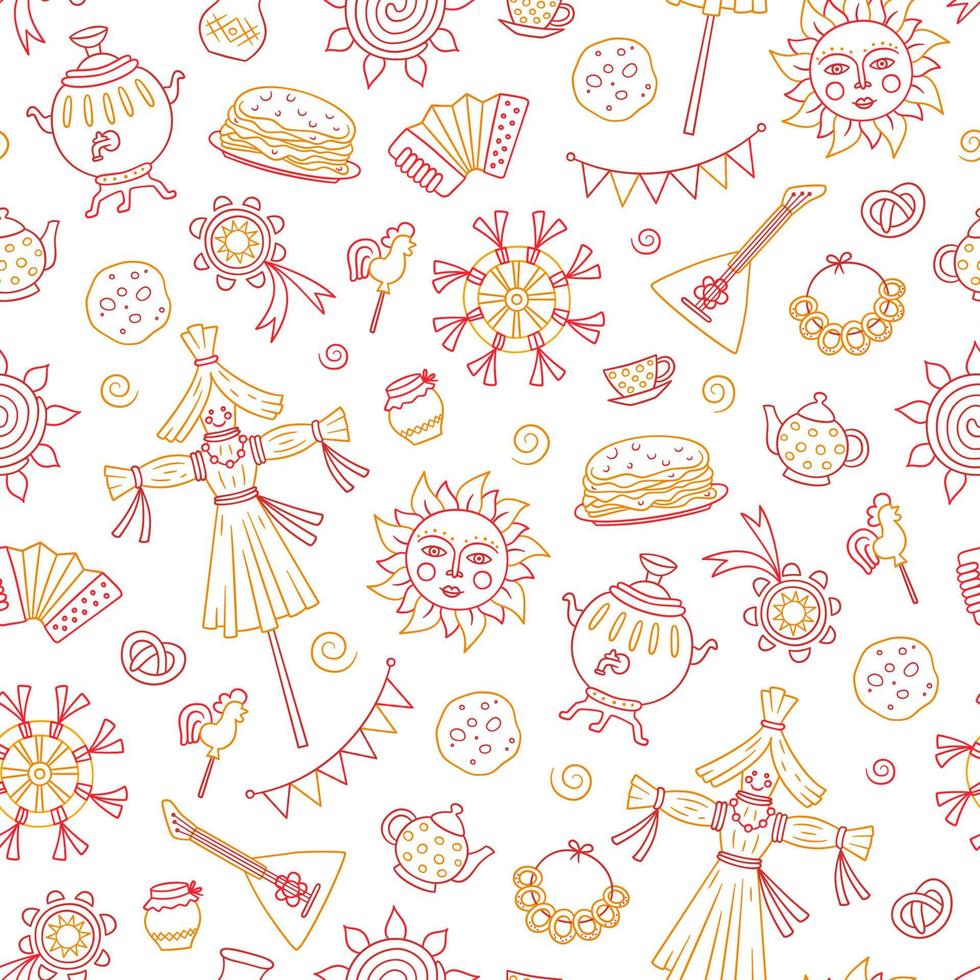 Maslenitsa. Pancake week. Shrovetide. Vector seamless pattern