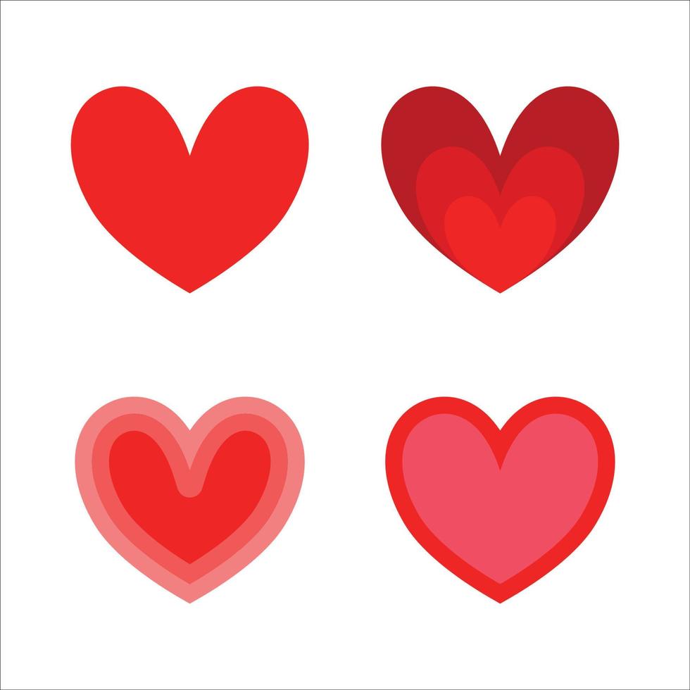 iconos de san valentín rojo en forma de corazón vector