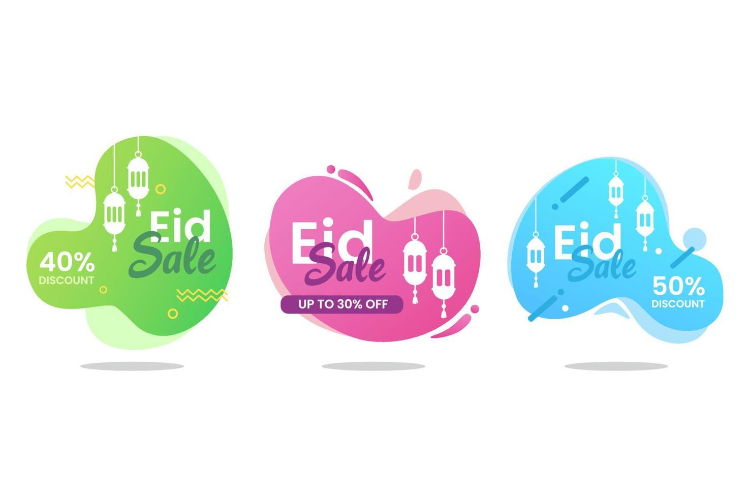 eid mubarak liquid sale banner set vector
