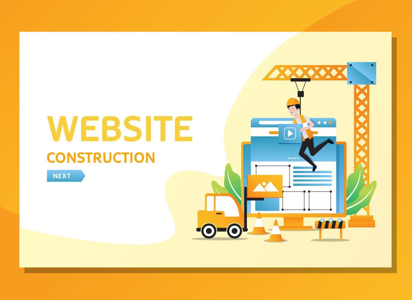 construcción de sitios web con hombre trabajando vector