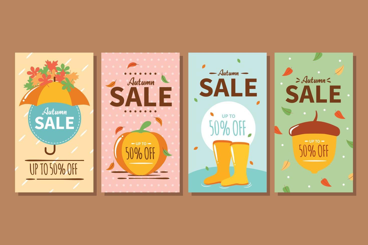 Cute autumn sale banner vector