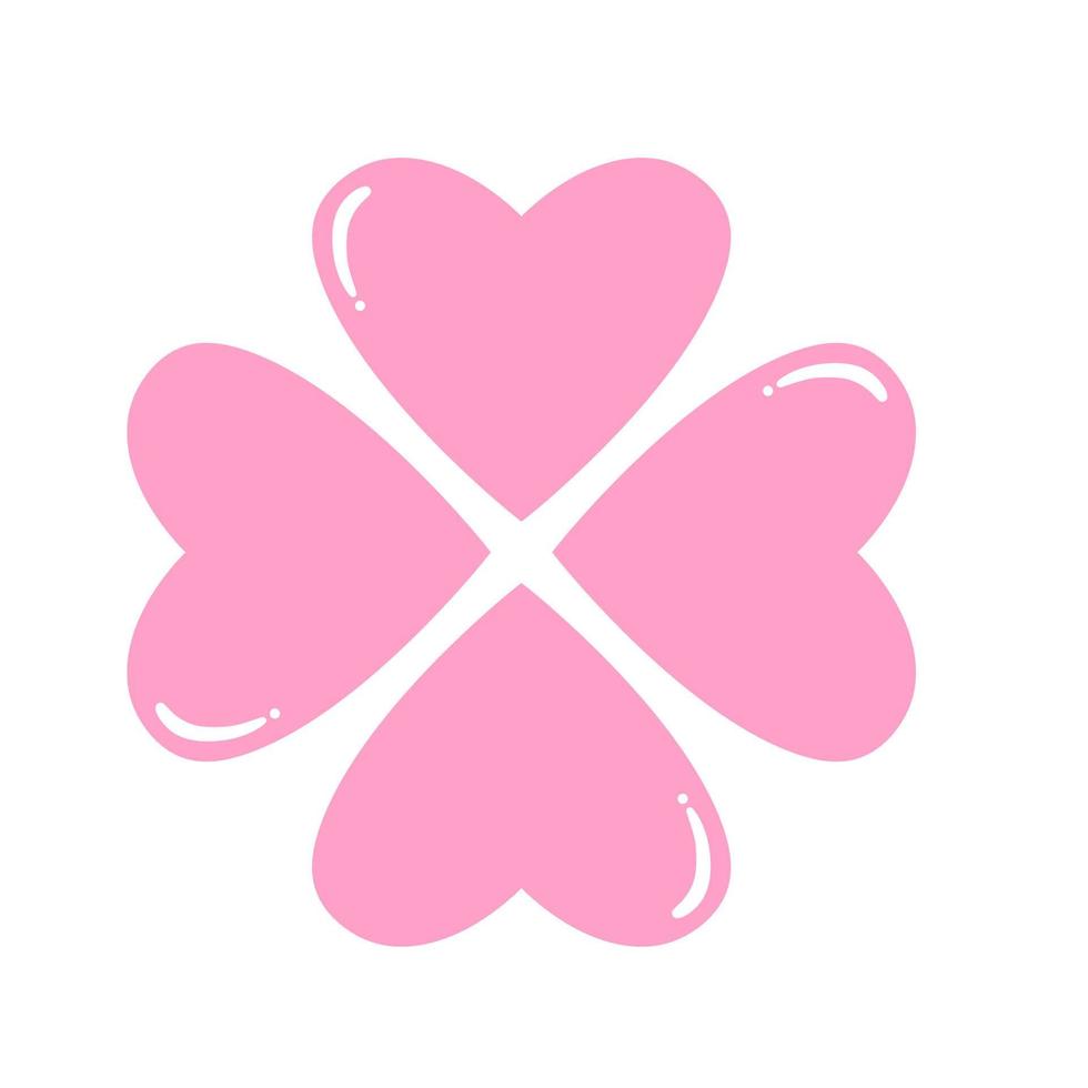 lindo icono rosa de trébol de cuatro hojas vector