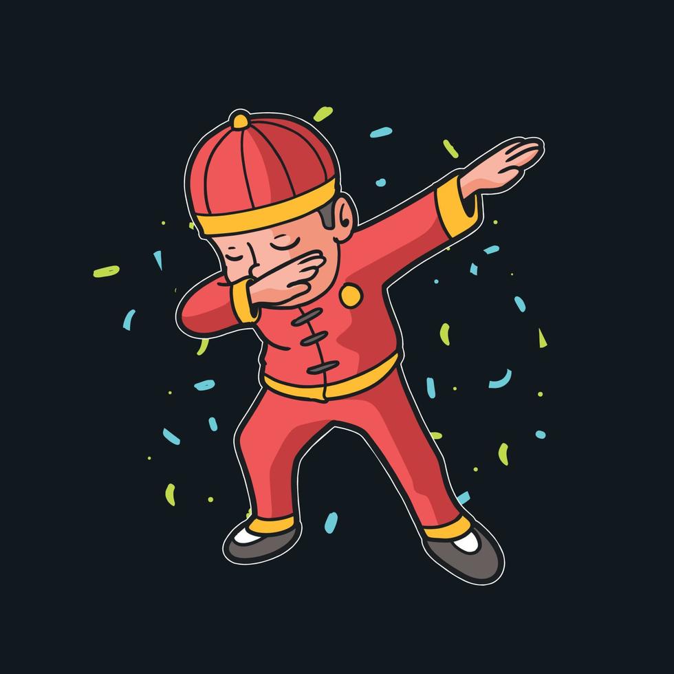 celebración del año nuevo chino dabbing vector