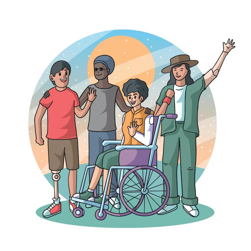 Disabilities Love Together Each Other Support Movement vector