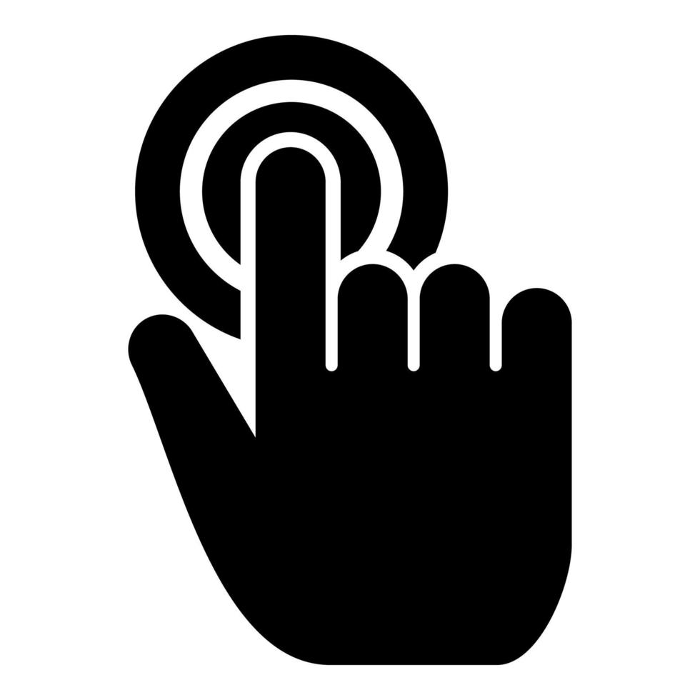 Click on button Hand cursor Touch screen icon black color vector illustration flat style image