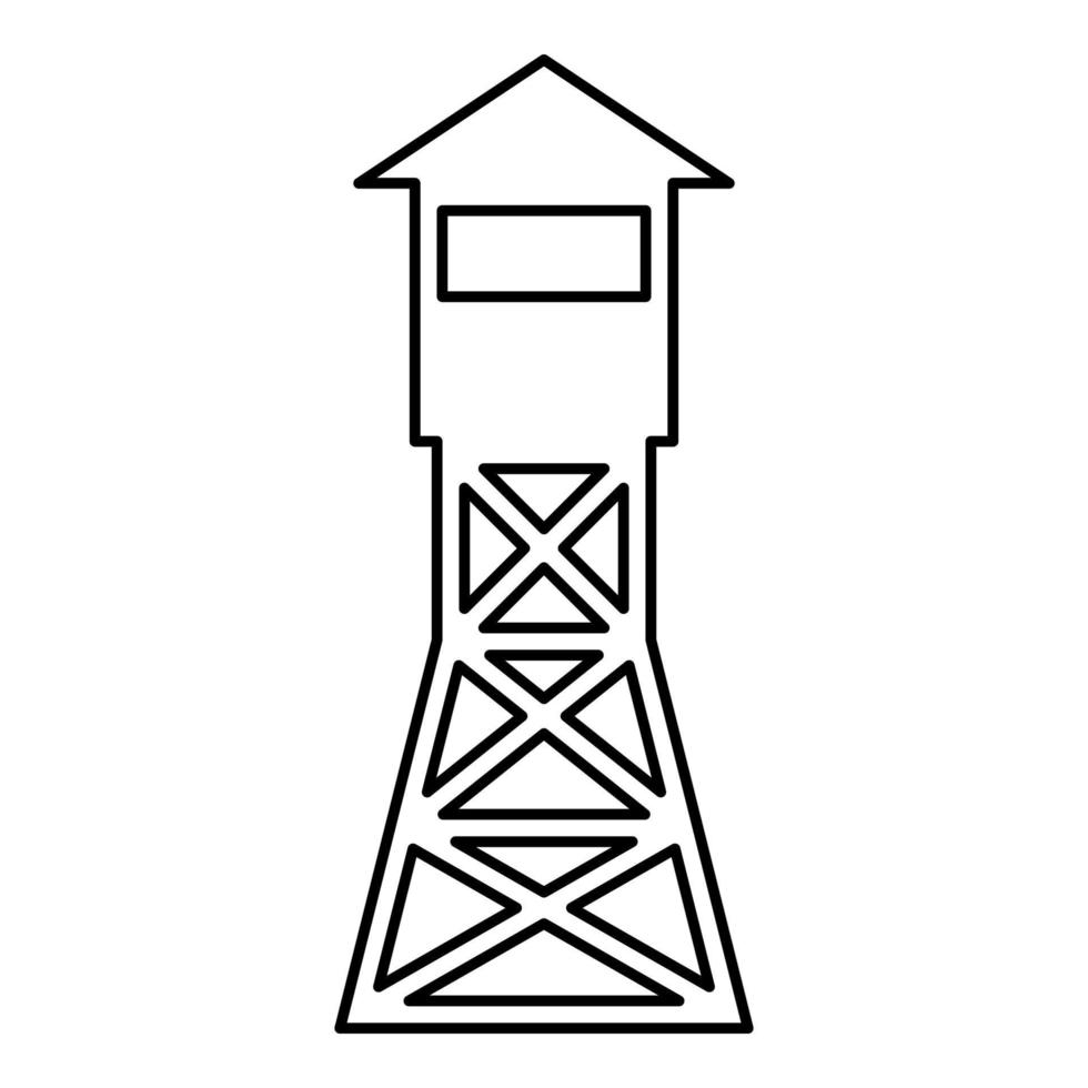 vista general de la torre guardabosques incendio sitio contorno contorno icono color negro vector ilustración imagen de estilo plano