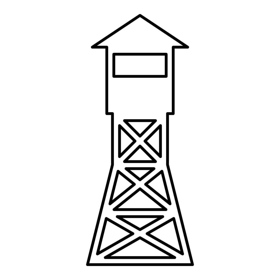 Watching tower Overview forest ranger fire site contour outline icon black color vector illustration flat style image