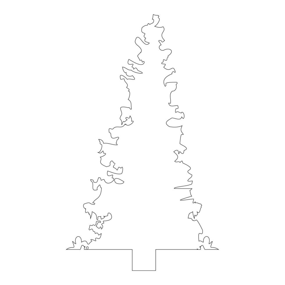 Fir spruce contour outline icon black color vector illustration flat style image