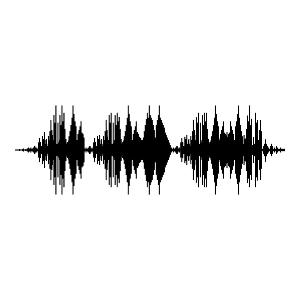 Sound wave audio digital equalizer technology oscillating music icon black color vector illustration flat style image