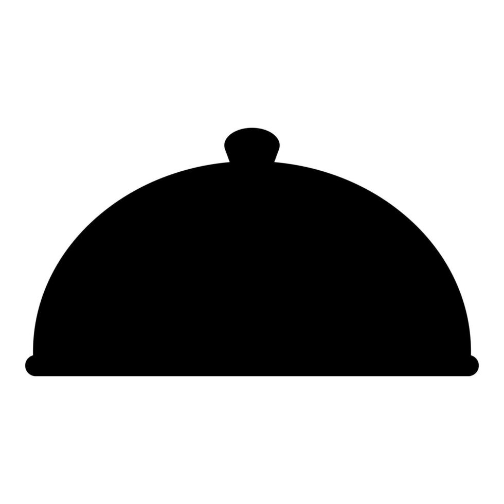 Cloche serving dish Restaurant cover dome plate covers to keep food warm Convex lid Exquisite presentation gourmet meal Catering concept icon black color vector illustration flat style image