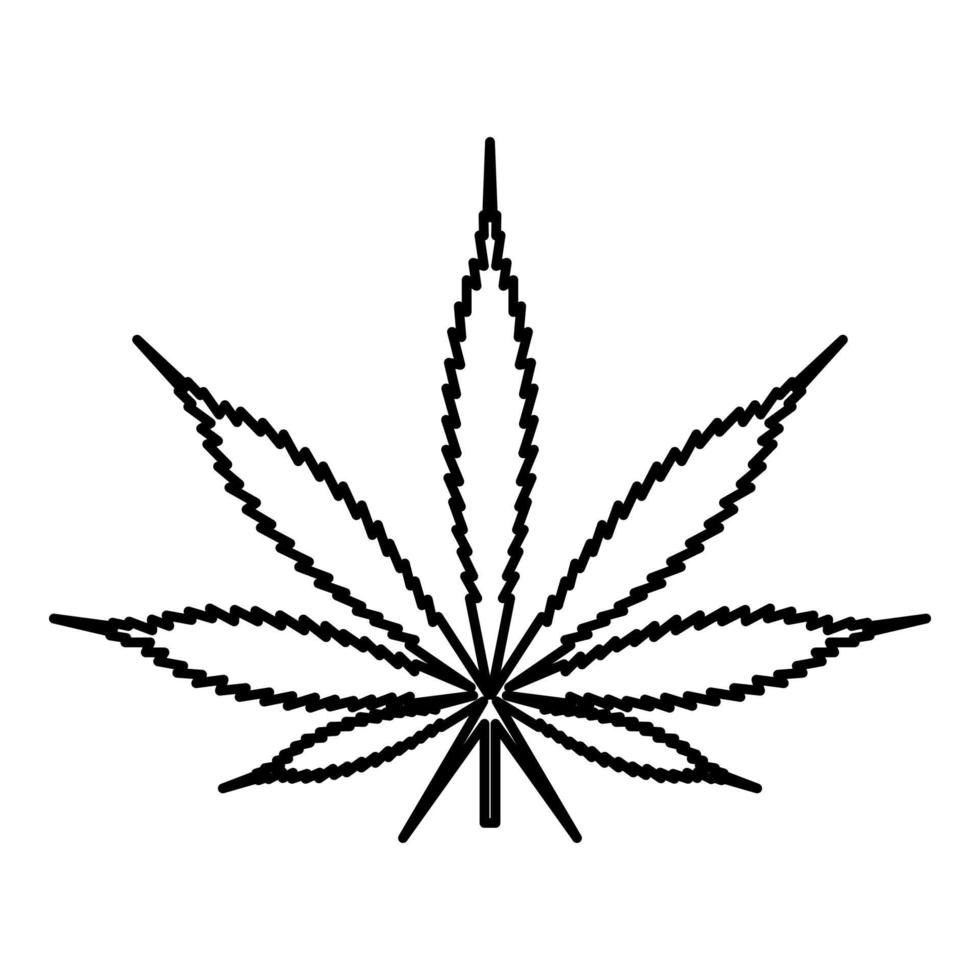 hoja cannabis marihuana cáñamo contorno contorno icono color negro vector ilustración estilo plano imagen