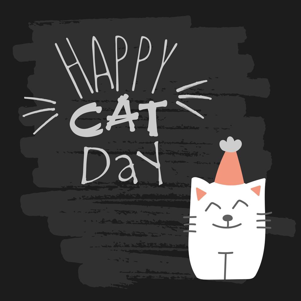 World Cat Day. Vector illustration. International holiday. Hug your cat, meow.